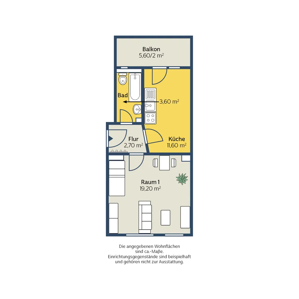 1 Zimmer Wohnung mit 40 m² in Leipzig – Bild 2