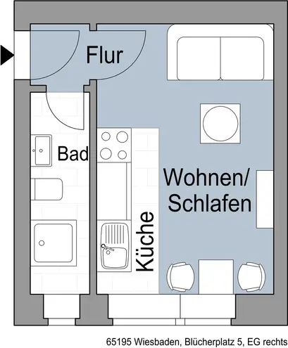 1 Zimmer Wohnung mit 24 m² in Wiesbaden – Bild 3