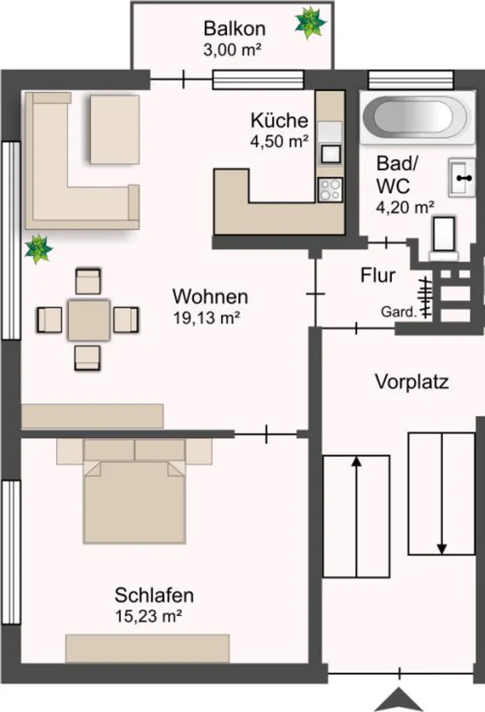 2 Zimmer Wohnung mit 44 m² in Stuttgart – Bild 2