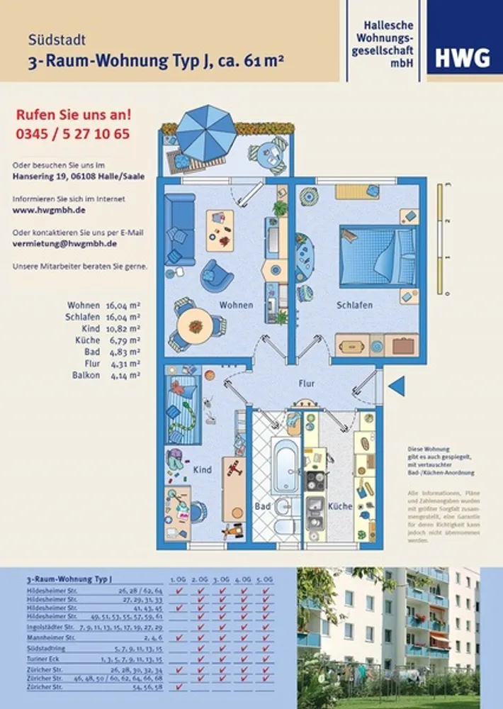 3 Zimmer Wohnung mit 61 m² in Halle (Saale) – Bild 2