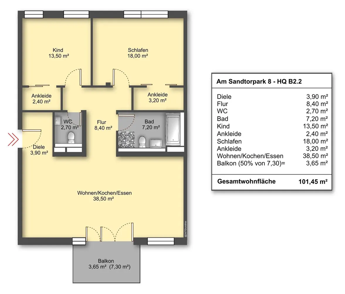 3 Zimmer Wohnung mit 101 m² in Hamburg – Bild 12