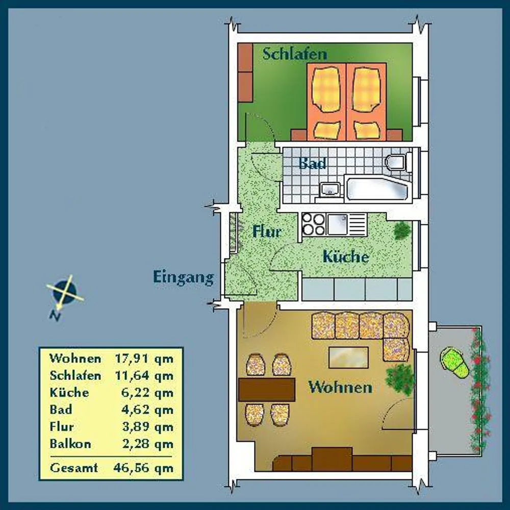 2 Zimmer Wohnung mit 46 m² in Dresden – Bild 2