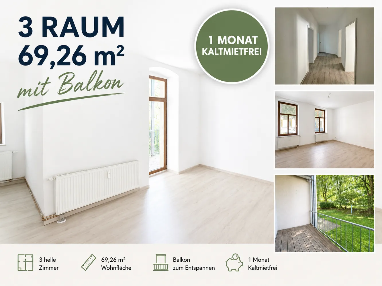 3 room apartment with 69 m² in Chemnitz – Photo 1