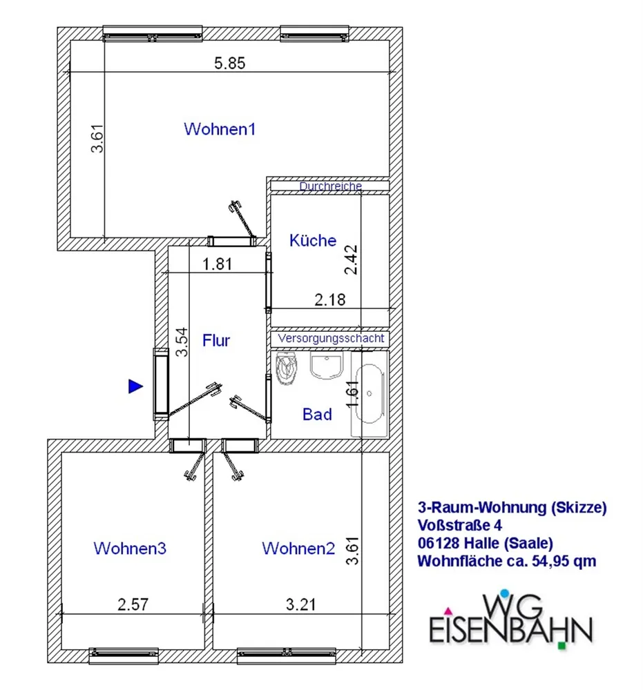 3 Zimmer Wohnung mit 55 m² in Halle (Saale) – Bild 8