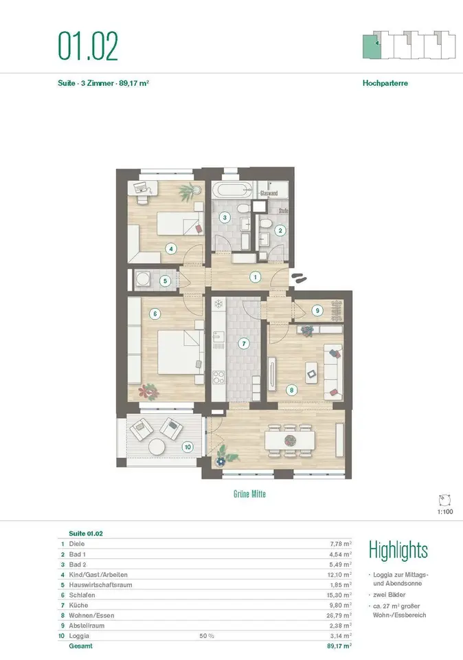 3 Zimmer Wohnung mit 89 m² in Falkensee – Bild 9