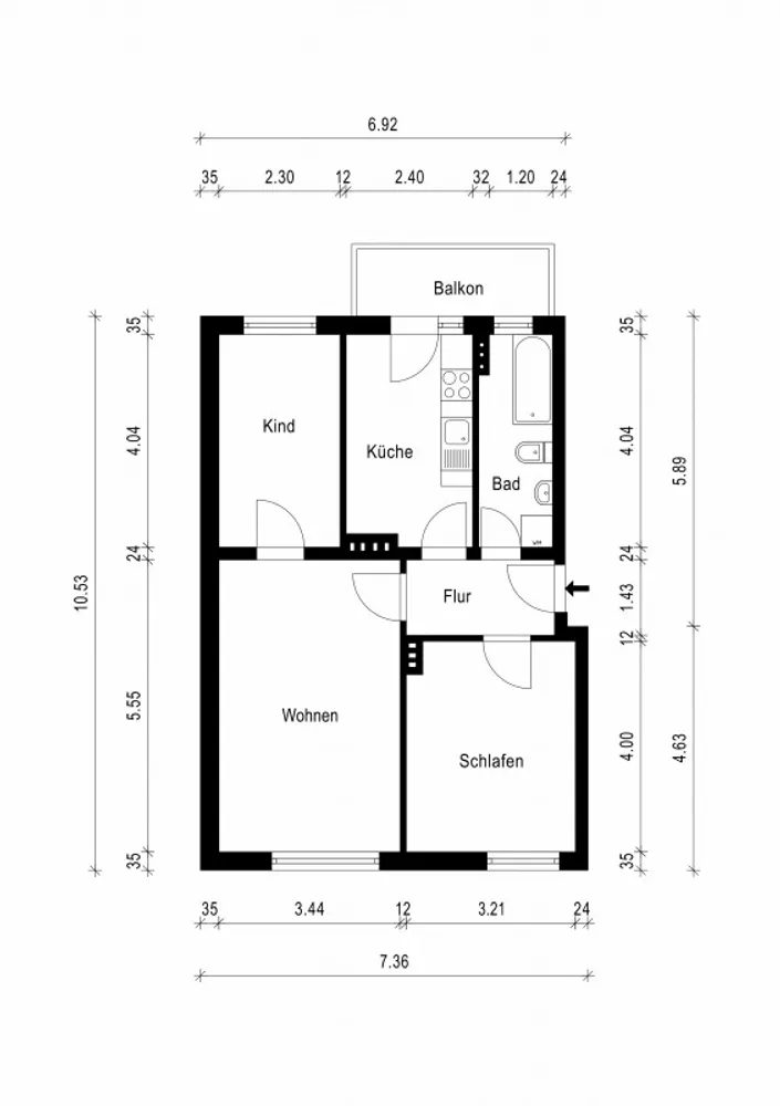 3 room apartment with 60 m² in Magdeburg – Photo 3