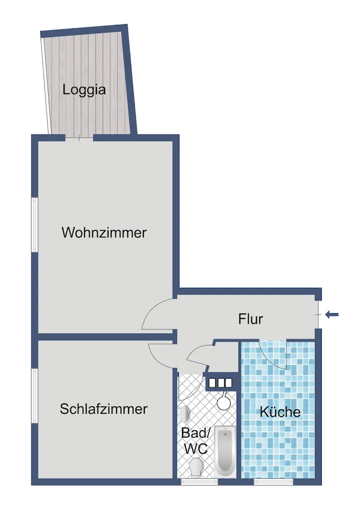 2 room apartment with 54 m² in Frankfurt am Main – Photo 3