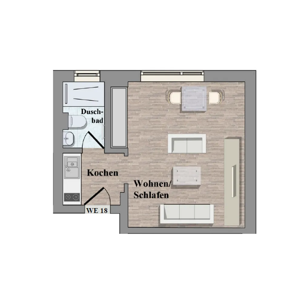 1 room apartment with 26 m² in Düsseldorf – Photo 7