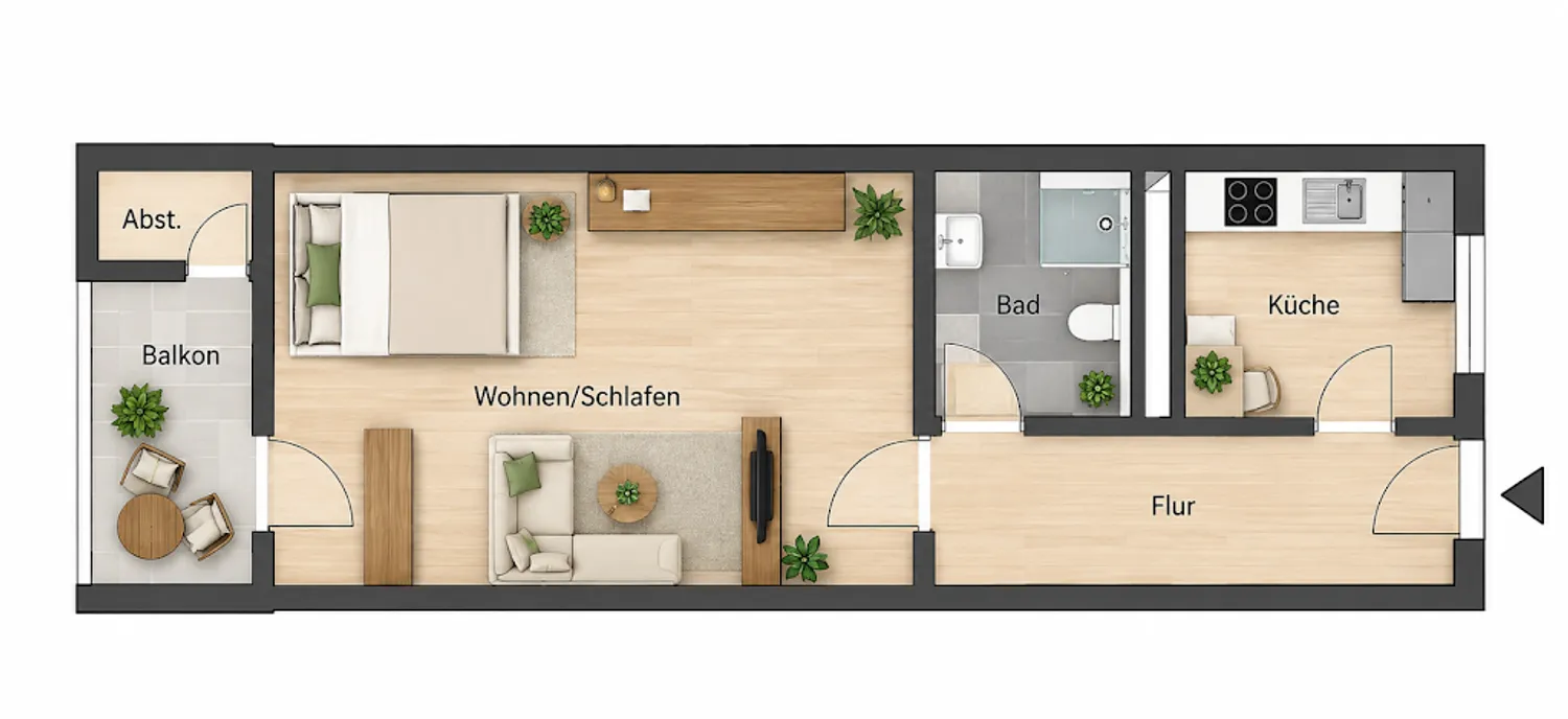 1 Zimmer Wohnung mit 42 m² in Stuttgart – Bild 1