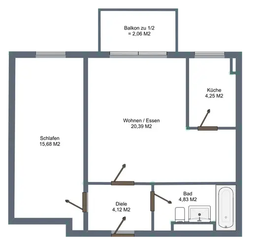 2 Zimmer Wohnung mit 51 m² in München – Bild 2