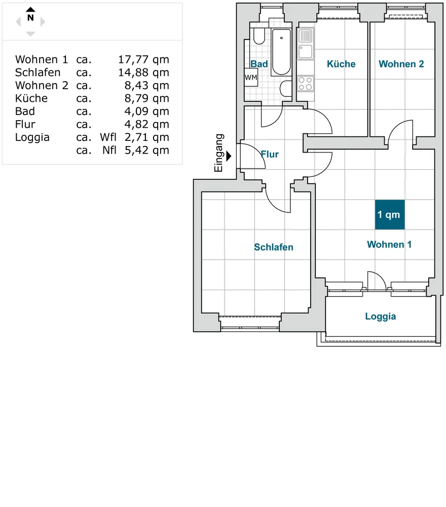 3 Zimmer Wohnung mit 64 m² in Dresden – Bild 2