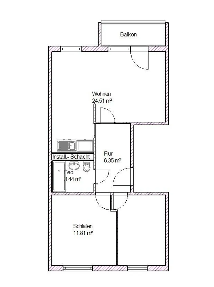 3 Zimmer Wohnung mit 56 m² in Magdeburg – Bild 2