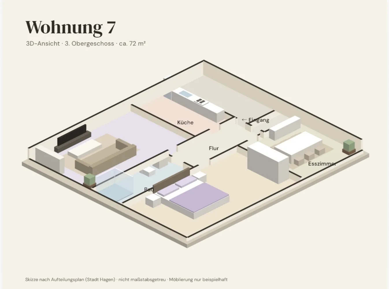 4 Zimmer Wohnung mit 72 m² in Hagen – Bild 1
