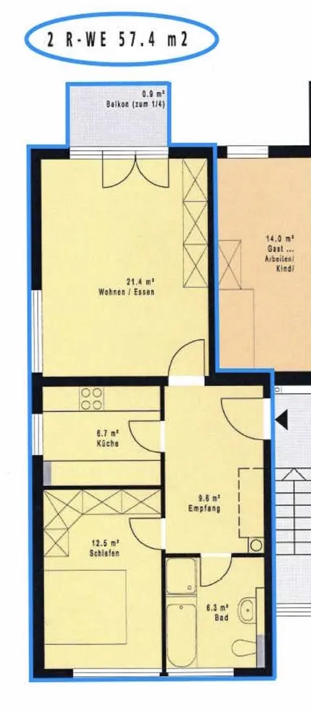 2 Zimmer Wohnung mit 58 m² in Halle (Saale) – Bild 1