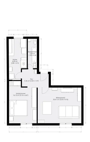 2 Zimmer Wohnung mit 55 m² in Essen – Bild 2
