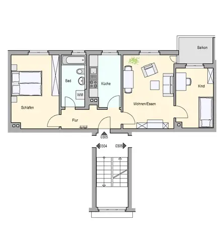 3 Zimmer Wohnung mit 64 m² in Stuttgart – Bild 2