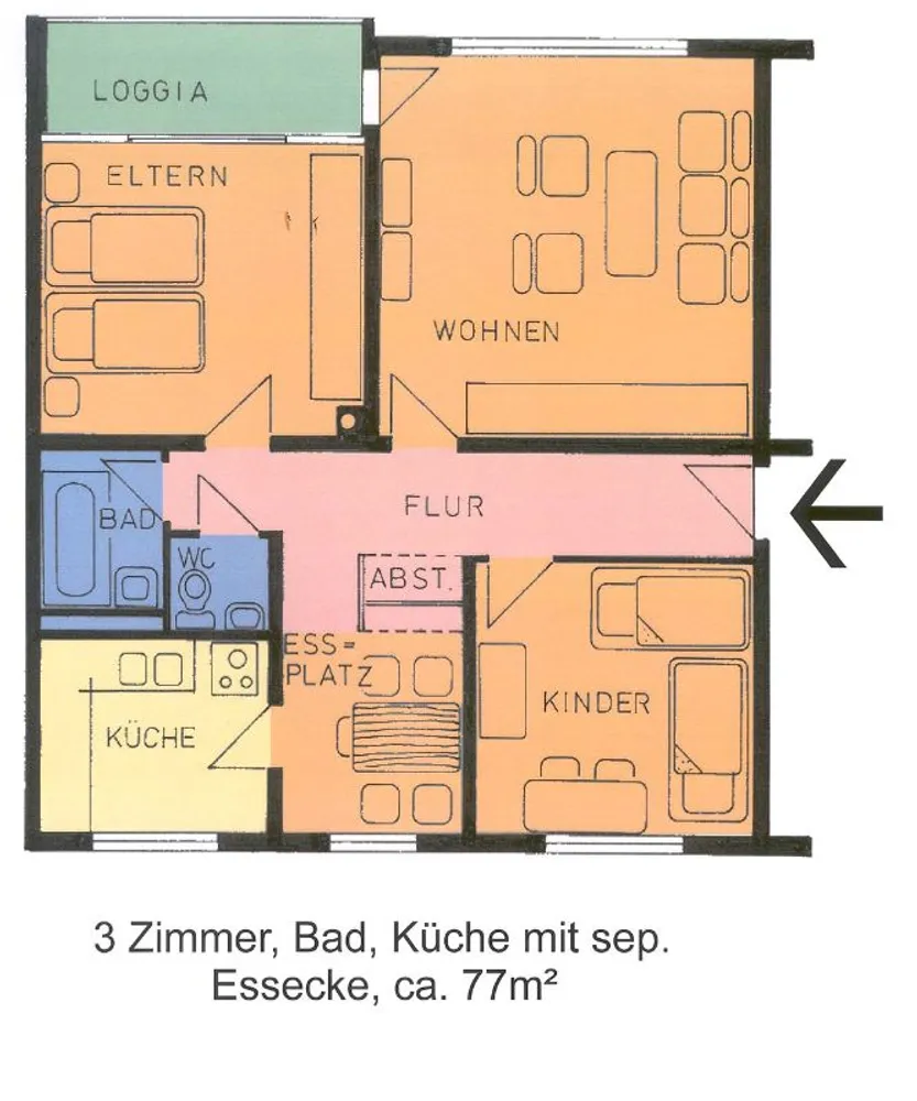 3 Zimmer Wohnung mit 77 m² in Kassel – Bild 1