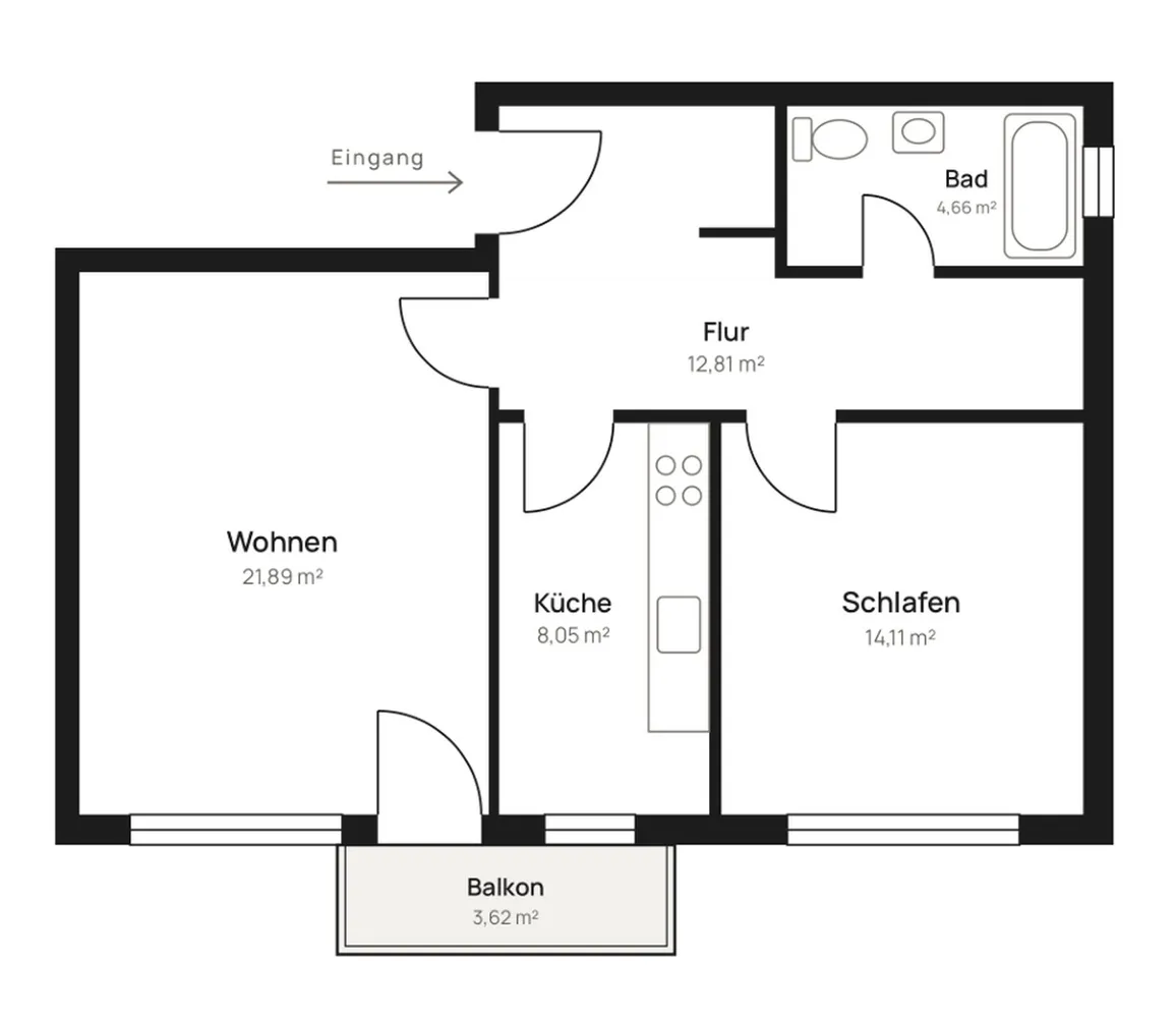 2 room apartment with 61 m² in Wiesbaden – Photo 9