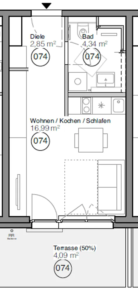 1 Zimmer Wohnung mit 27 m² in München – Bild 2