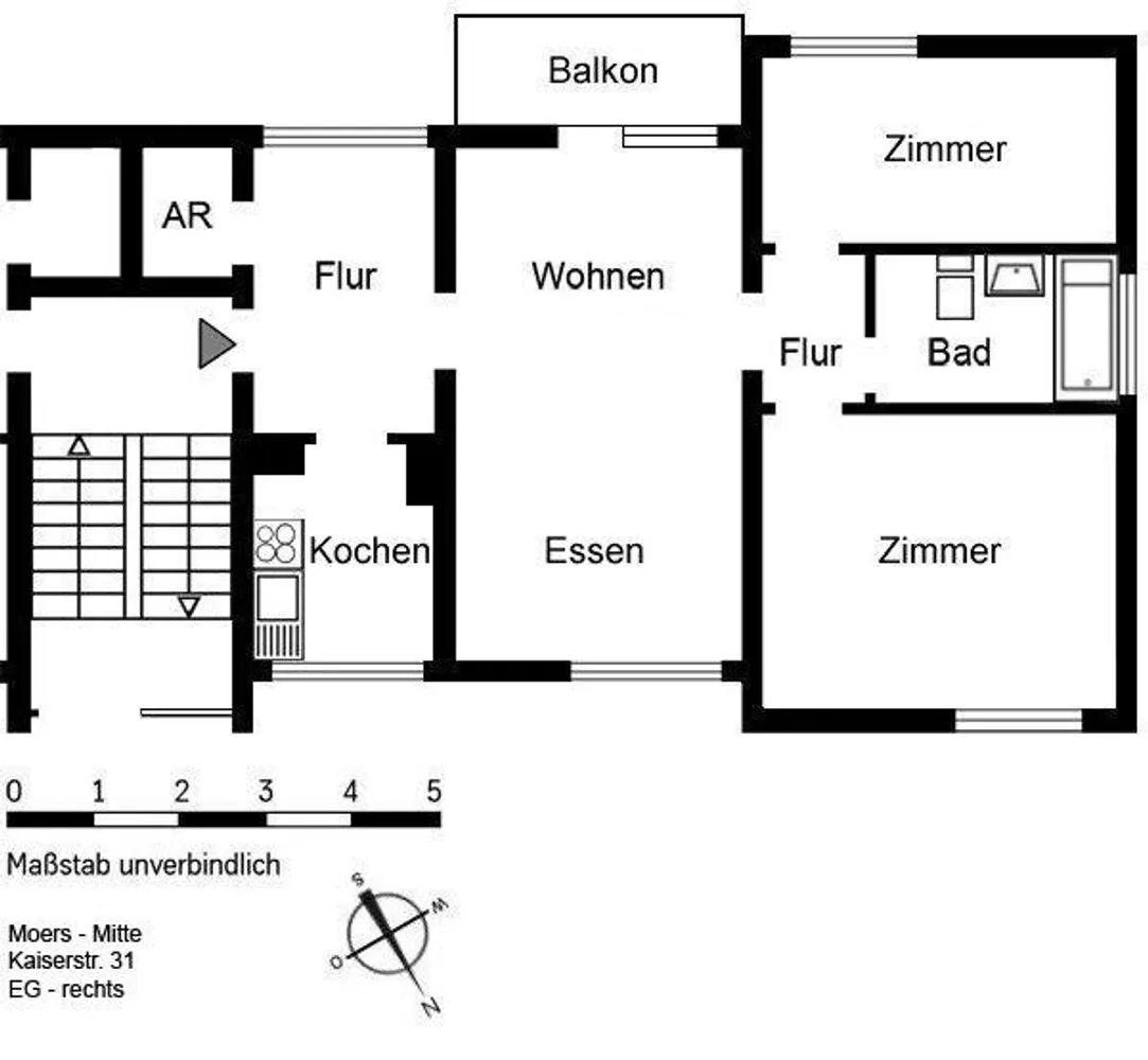 3 Zimmer Wohnung mit 65 m² in Moers – Bild 2