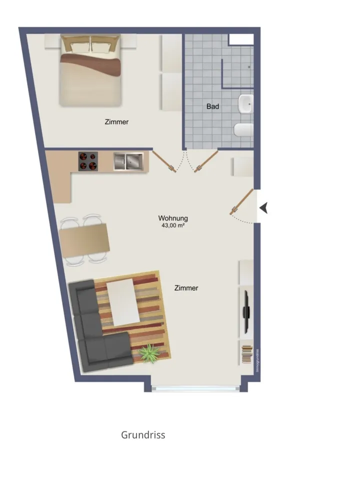 2 Zimmer Wohnung mit 43 m² in München – Bild 4