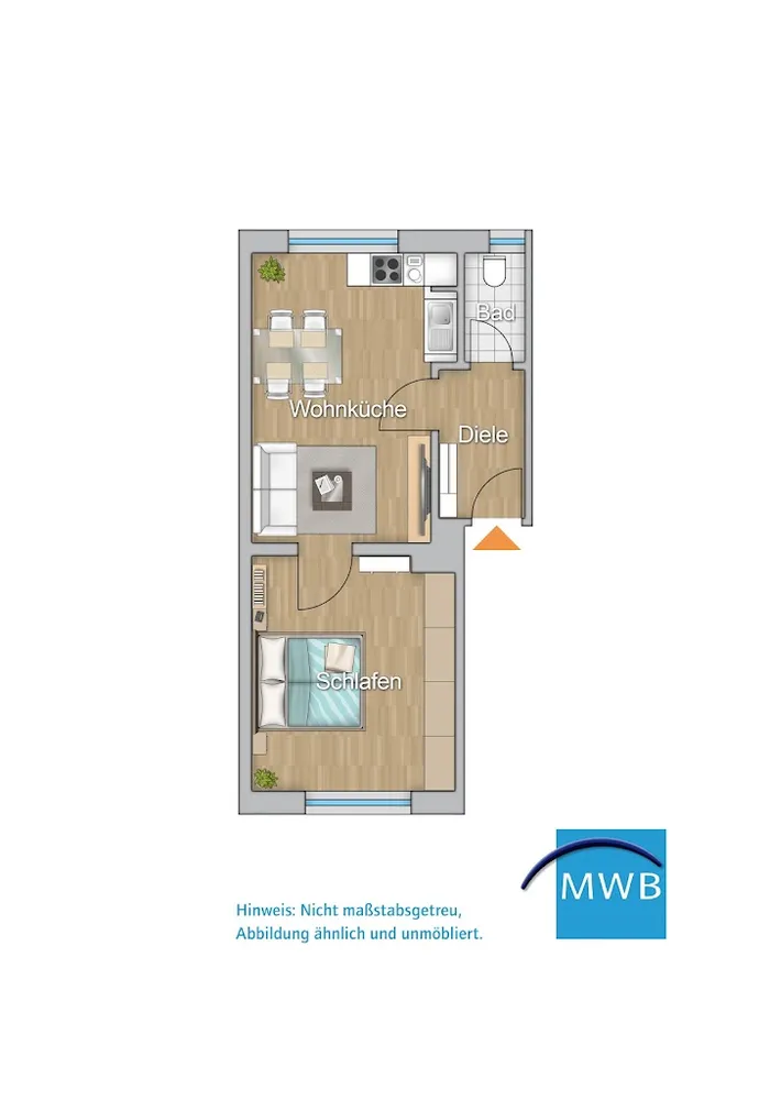 1 room apartment with 40 m² in Wuppertal – Photo 5