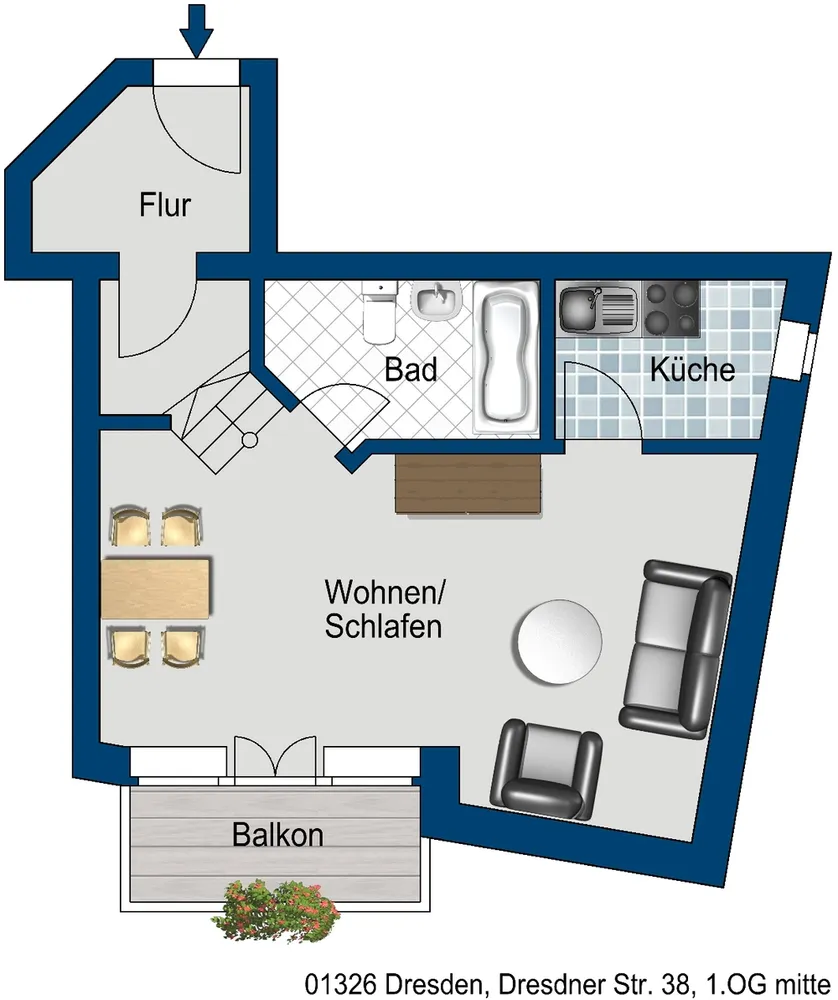 2 Zimmer Wohnung mit 39 m² in Dresden – Bild 3