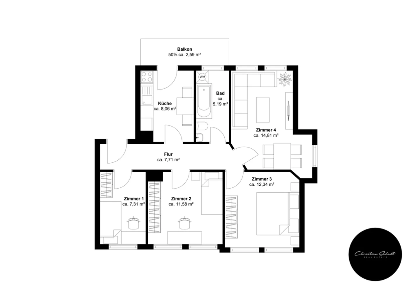4 Zimmer Wohnung mit 93 m² in Leipzig – Bild 3
