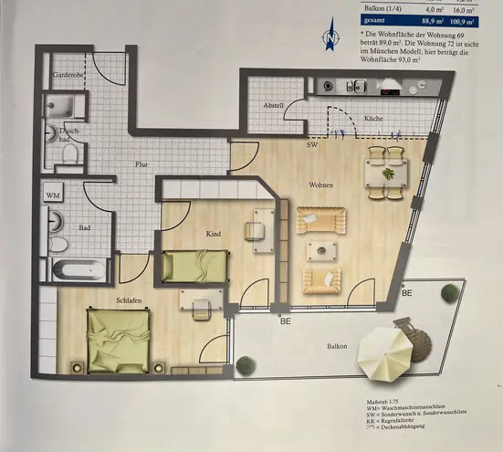 3 Zimmer Wohnung mit 89 m² in München – Bild 2