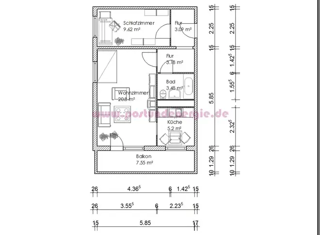 2 Zimmer Wohnung mit 47 m² in Magdeburg – Bild 2