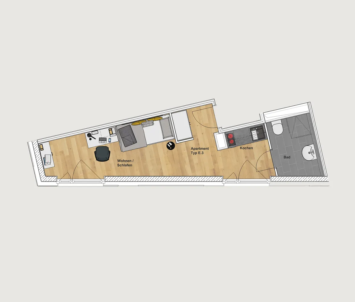 1 Zimmer Wohnung mit 22 m² in München – Bild 3