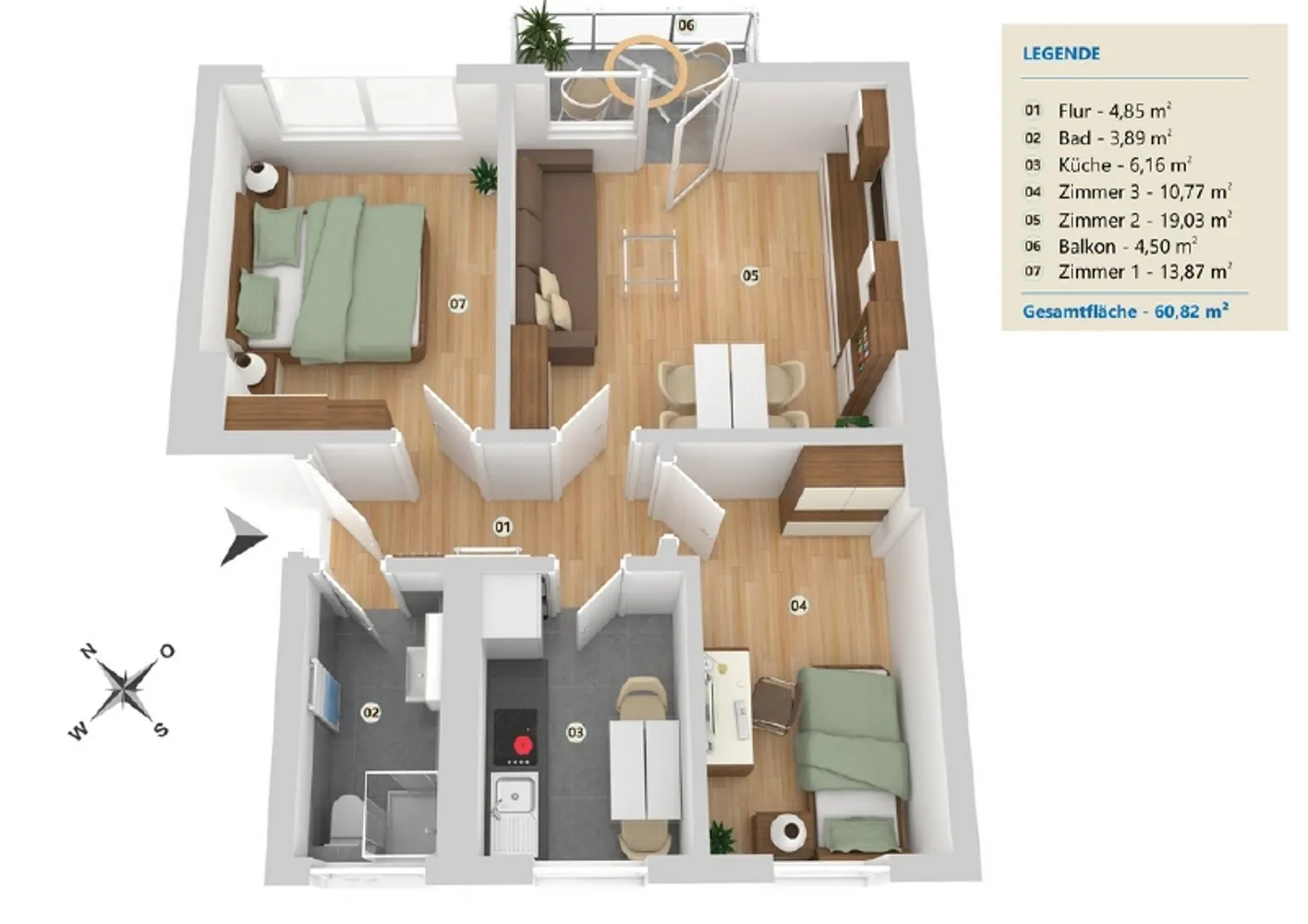 3 Zimmer Wohnung mit 57 m² in Minden – Bild 8