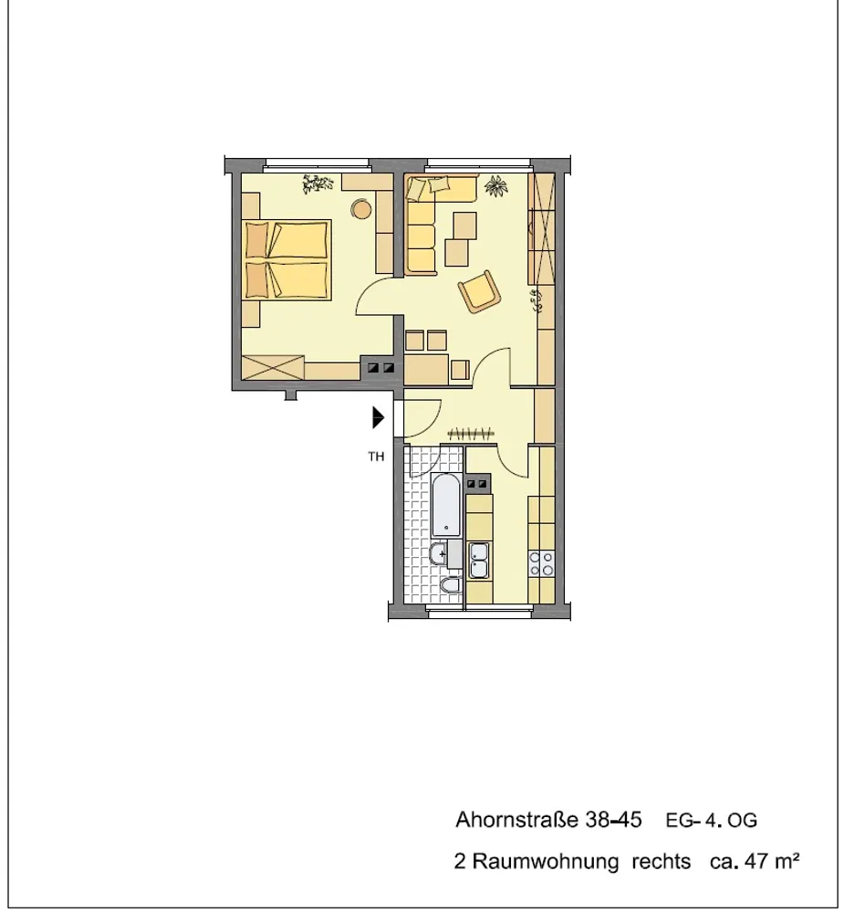 2 Zimmer Wohnung mit 47 m² in Altenburg – Bild 3