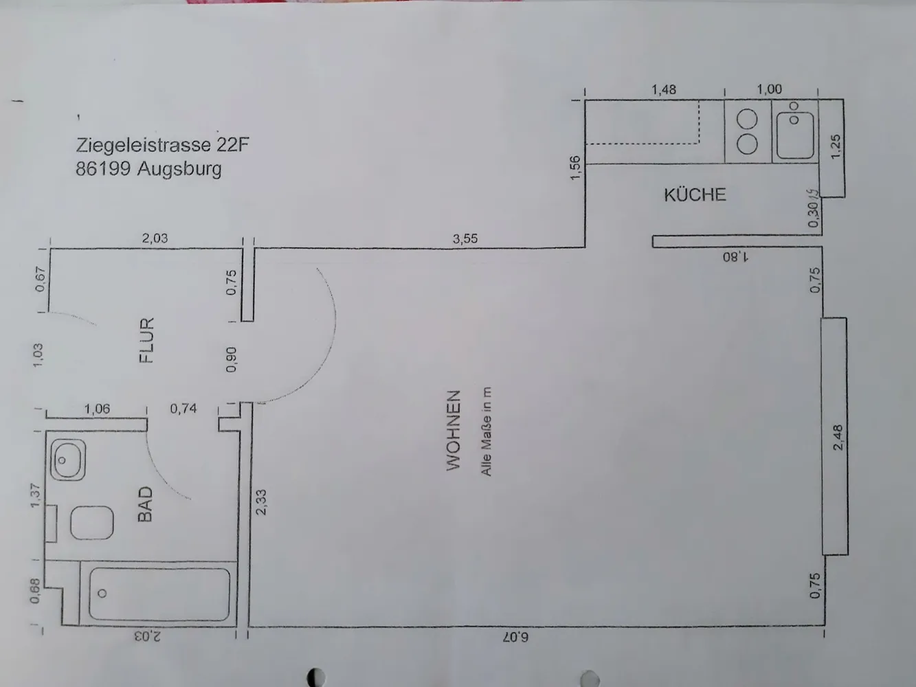 2 Zimmer Wohnung mit 36 m² in Augsburg – Bild 1