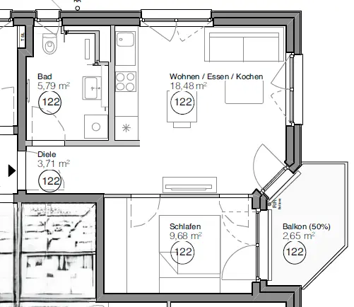 2 Zimmer Wohnung mit 40 m² in München – Bild 4
