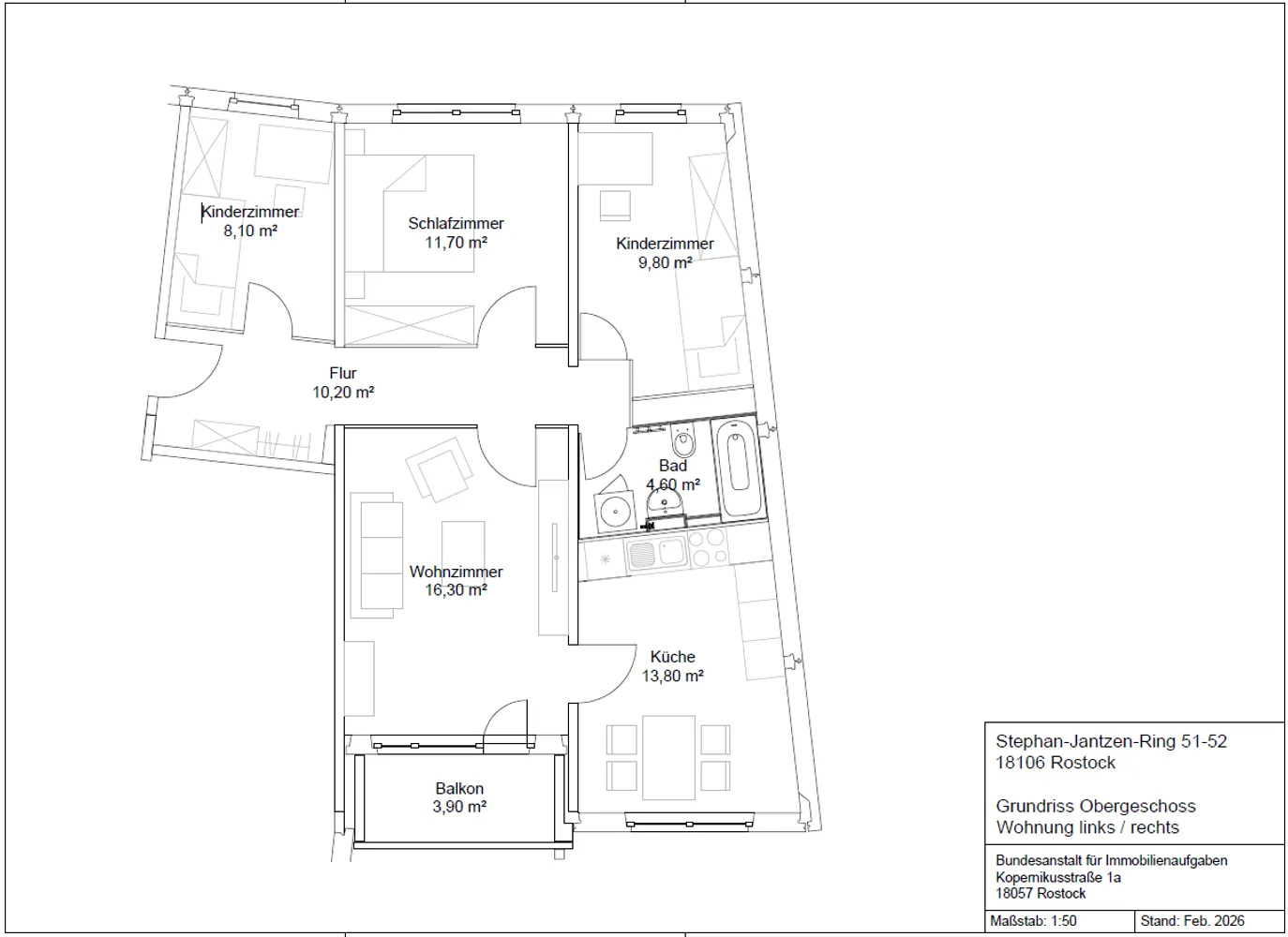 4 Zimmer Wohnung mit 77 m² in Rostock – Bild 1