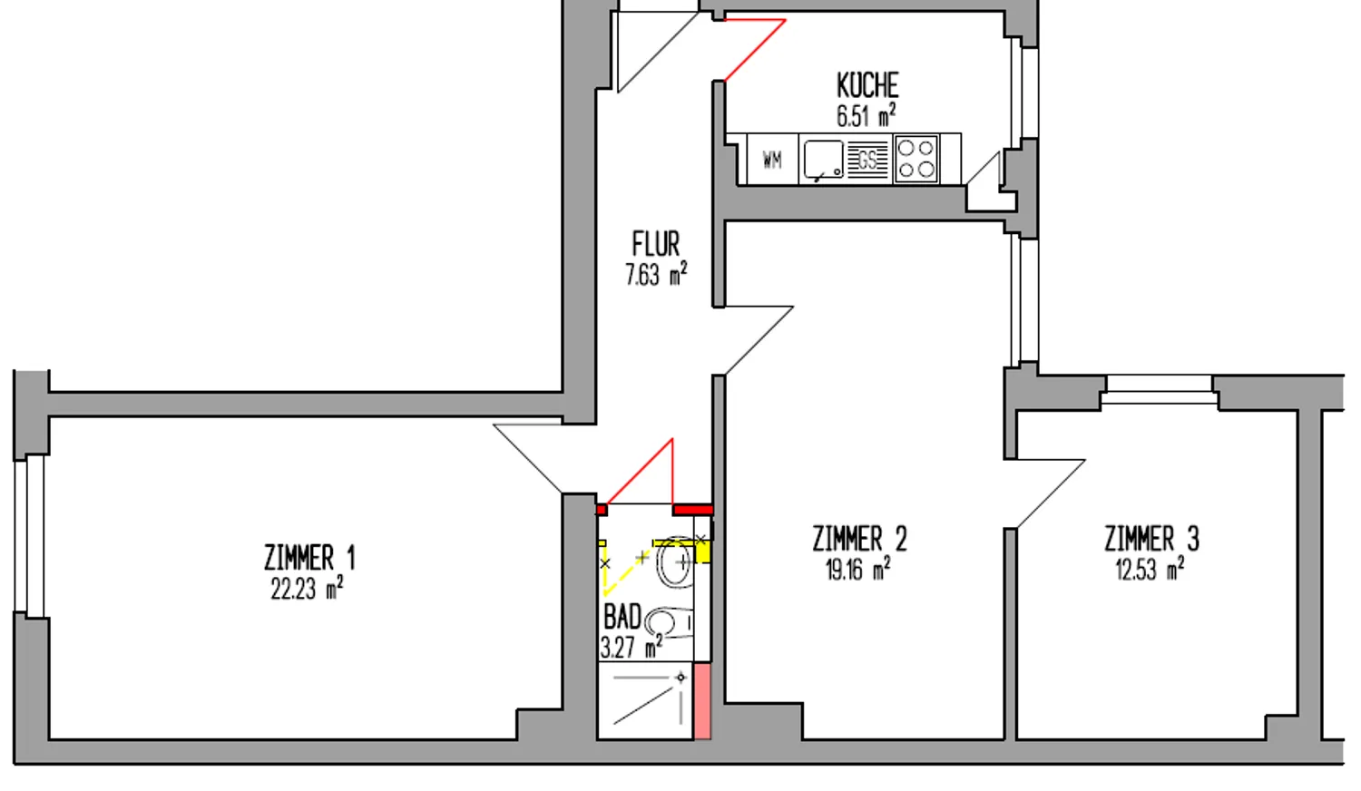 3 Zimmer Wohnung mit 72 m² in Berlin – Bild 3