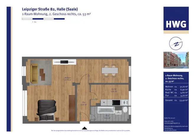 1 Zimmer Wohnung mit 53 m² in Halle (Saale) – Bild 5