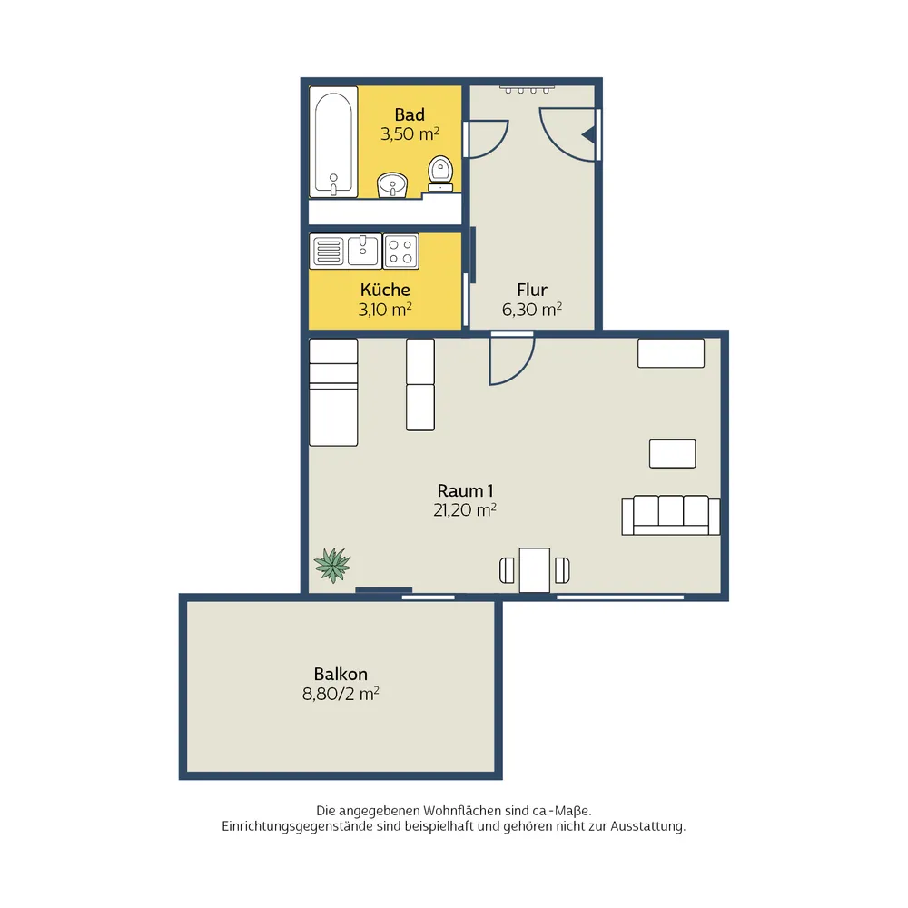 1 Zimmer Wohnung mit 39 m² in Leipzig – Bild 2