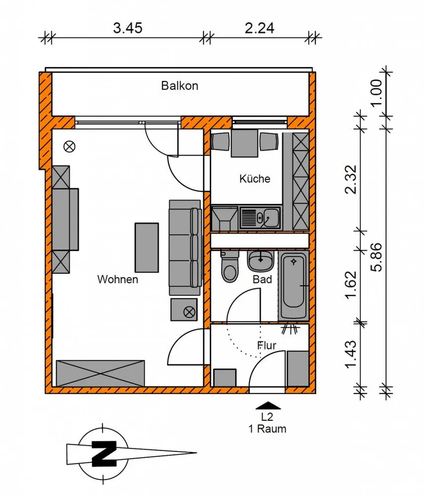 1 room apartment with 34 m² in Magdeburg – Photo 5