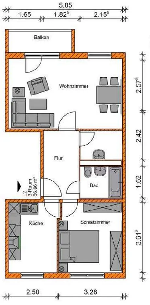 2 room apartment with 57 m² in Magdeburg – Photo 5