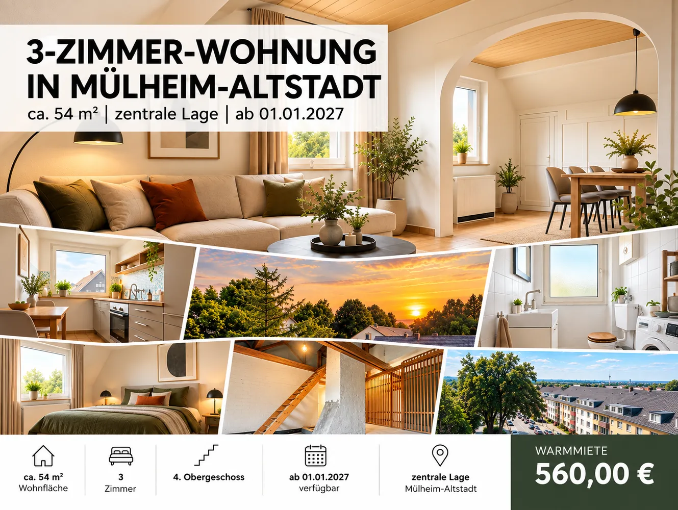 3 Zimmer Wohnung mit 54 m² in Mülheim an der Ruhr – Bild 1