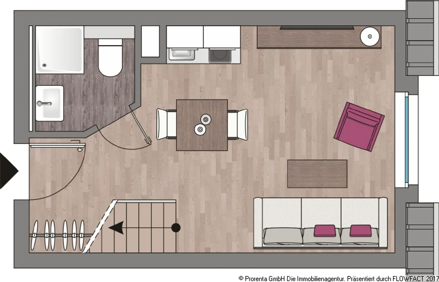 2 Zimmer Wohnung mit 36 m² in Düsseldorf – Bild 2