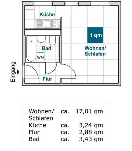 1 Zimmer Wohnung mit 27 m² in Dresden – Bild 3