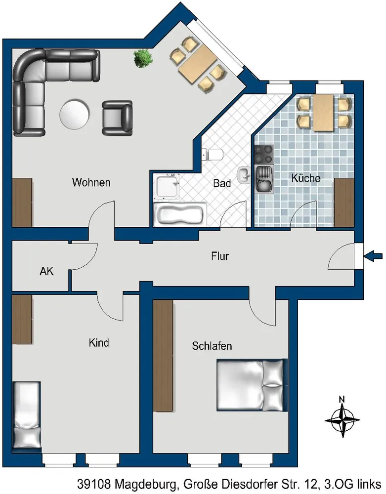 3 Zimmer Wohnung mit 97 m² in Magdeburg – Bild 2