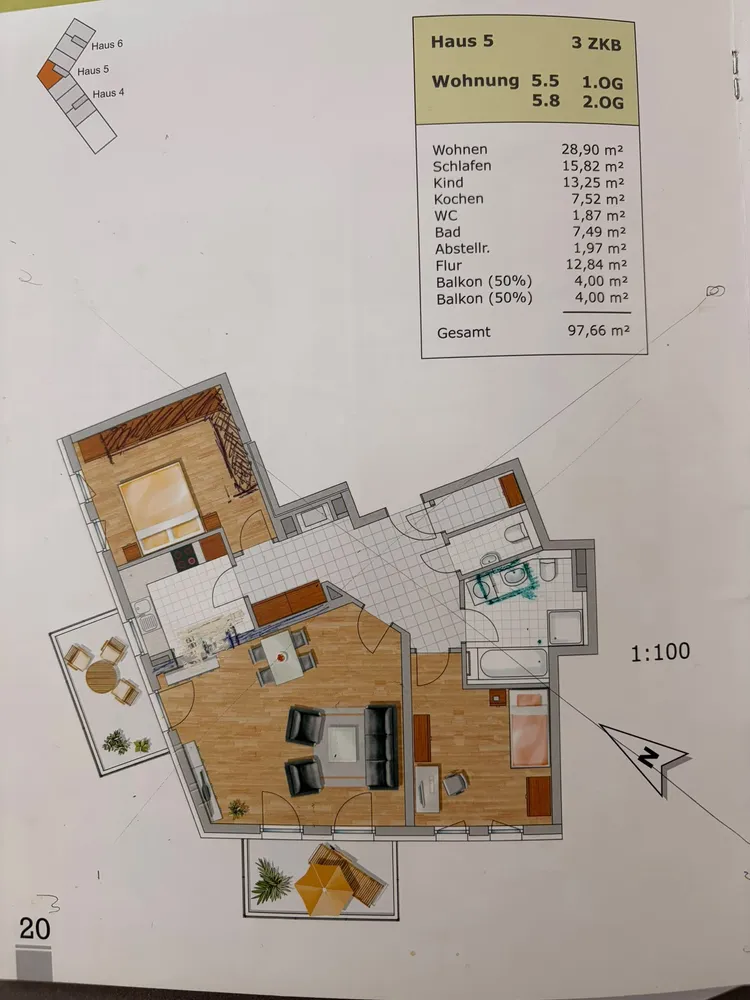 3 Zimmer Wohnung mit 98 m² in Augsburg – Bild 1