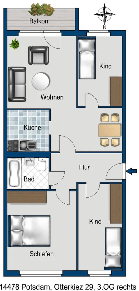 4 Zimmer Wohnung mit 67 m² in Potsdam – Bild 3
