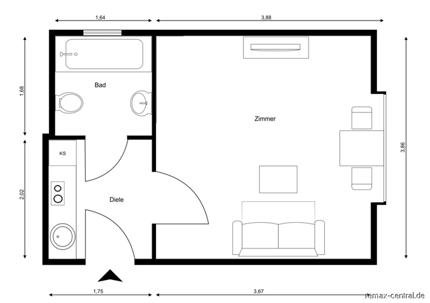 1 Zimmer Wohnung mit 21 m² in München – Bild 3