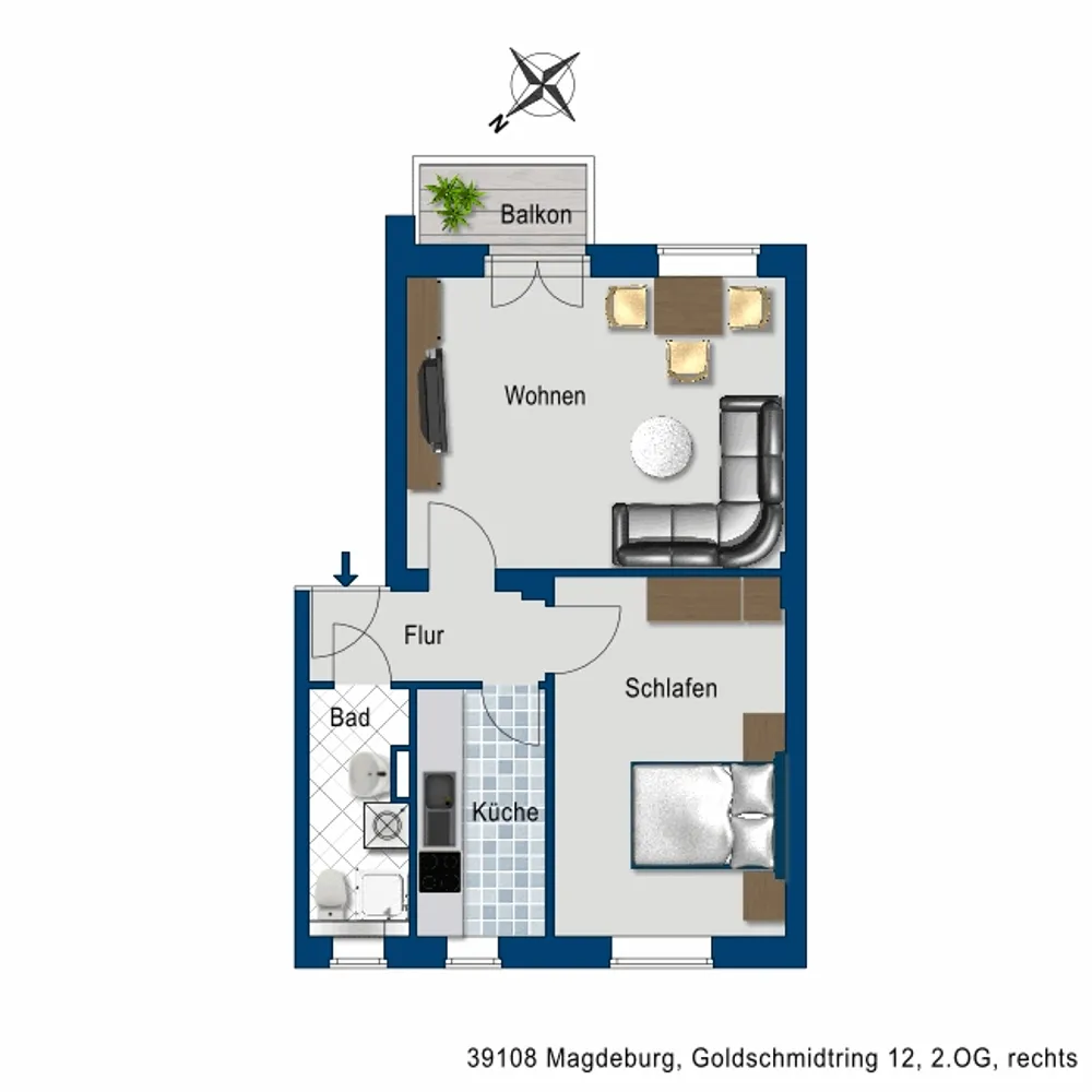 2 Zimmer Wohnung mit 48 m² in Magdeburg – Bild 4