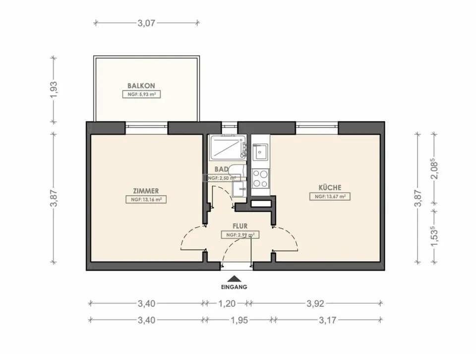 2 Zimmer Wohnung mit 38 m² in Hannover – Bild 8
